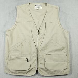 VTG Columbia Utility Vest Mens Size Med Sportswear Company Pockets Beige Fishing